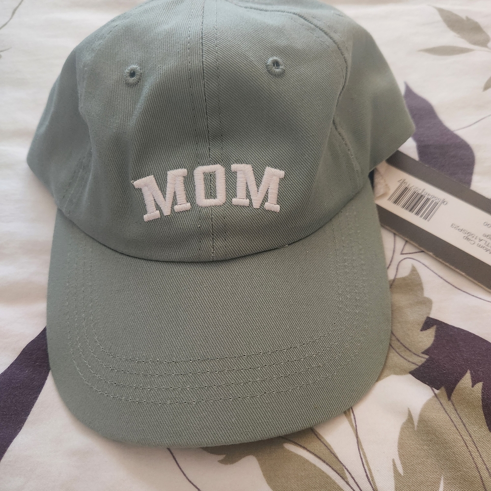 Brunette The Label 'MOM' Embroidered Cap - Sage Green